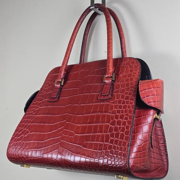 Michael Kors Crimson Crocodile Satchel - Picture 8 of 15